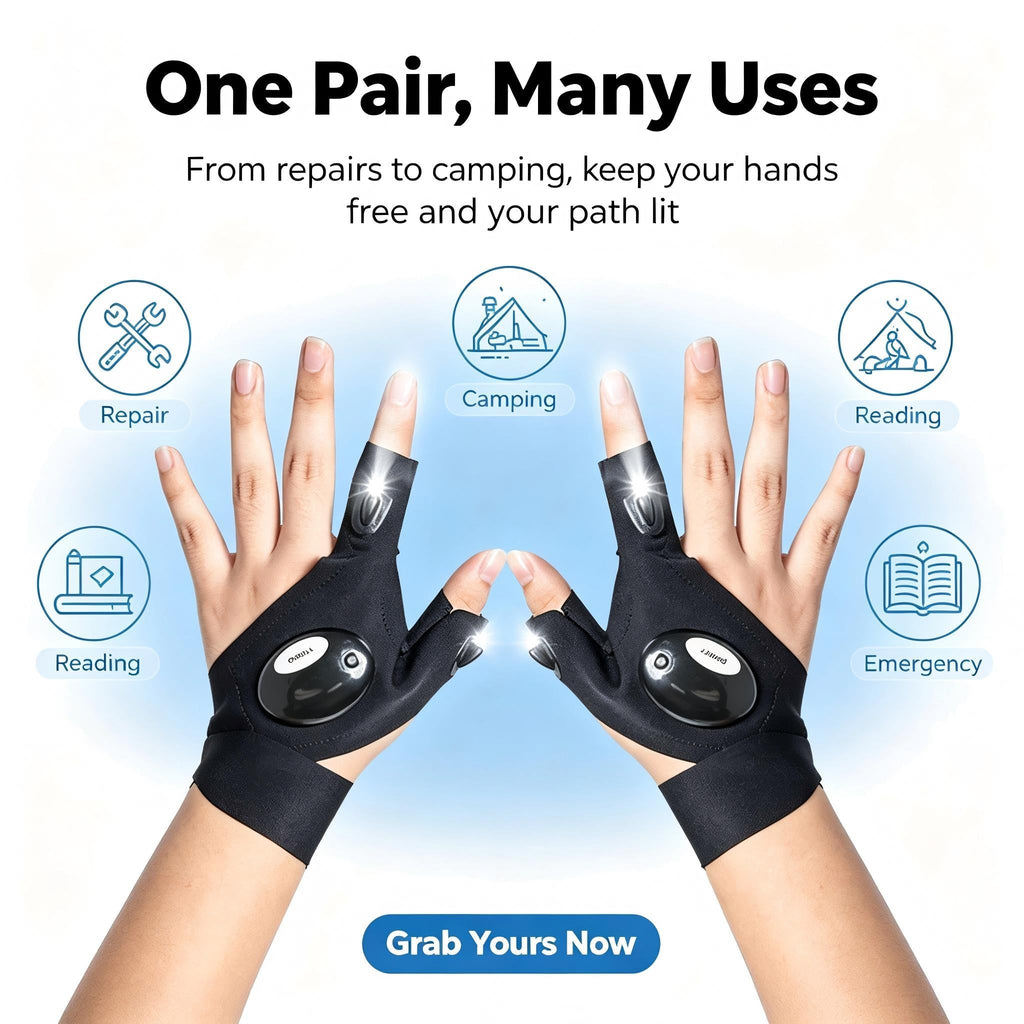 🧤 Wearable Finger Torches – Illuminated Gloves for Angling, Camping, DIY & Night Adventures