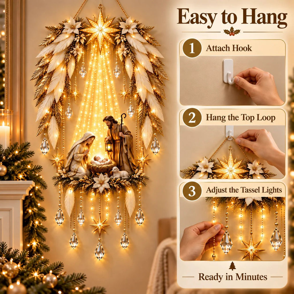 ✨👼 Heavenly Angel Wings Nativity Light✨ – Lighted Christmas Wall Decor  ✈️