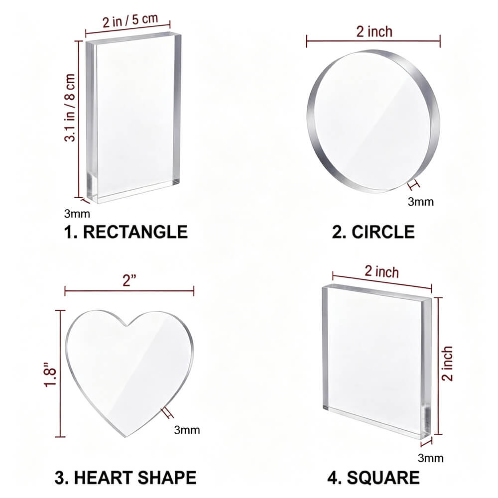 Acrylic DIY Square Fridge Magnets Set with Adhesive Backing - Photo Frames for Crafts, Kitchen, Home Decor Use