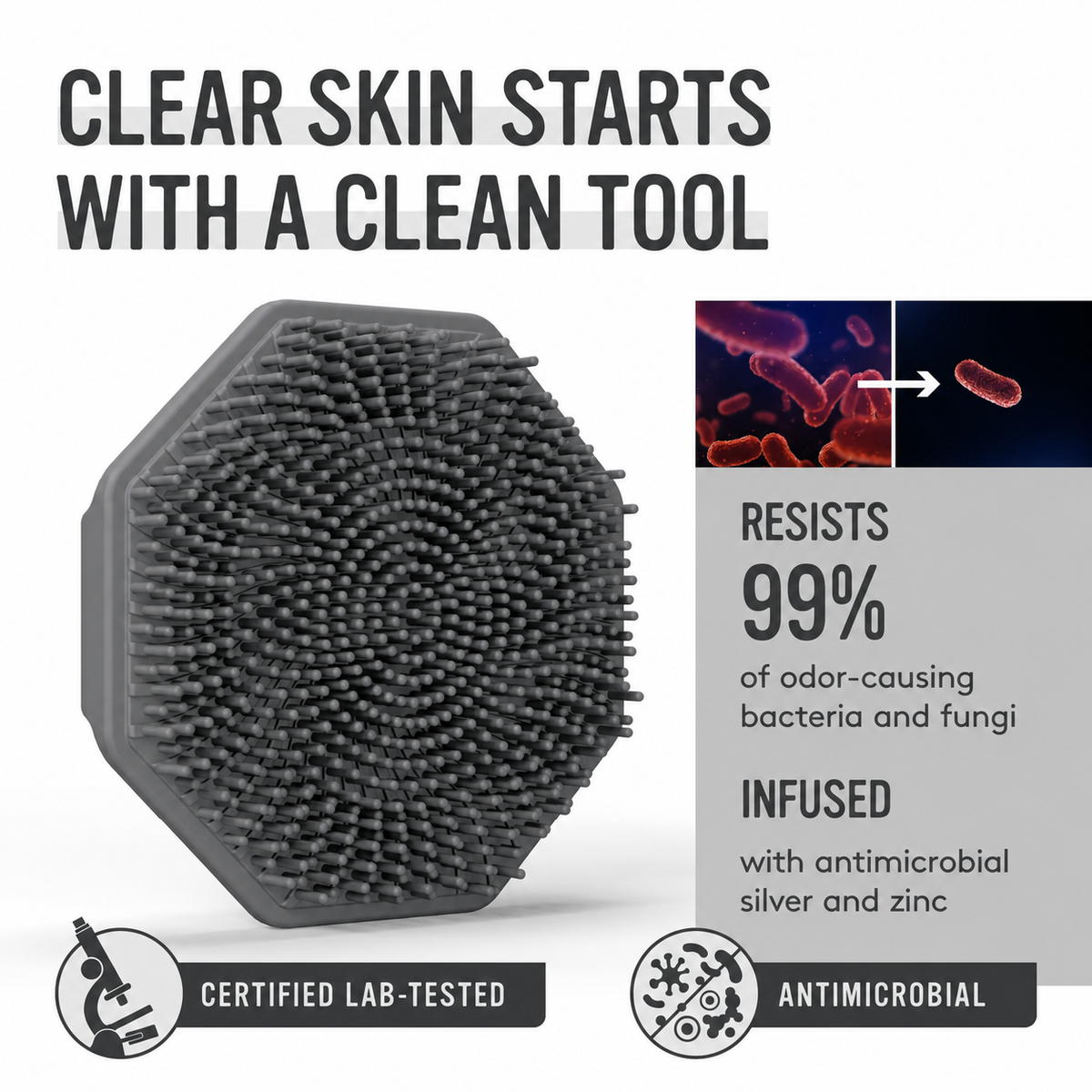 🛁 Antibacterial Silicone Body Brush for Sensitive & Acne-Prone Skin