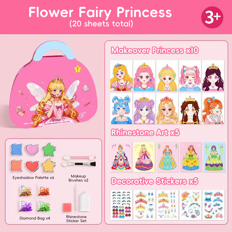Special Diamond Painting & Princess Book Makeup Craft Kits Foil Art Books Set Play on Paper for Girl Handcraft Easter Gifts