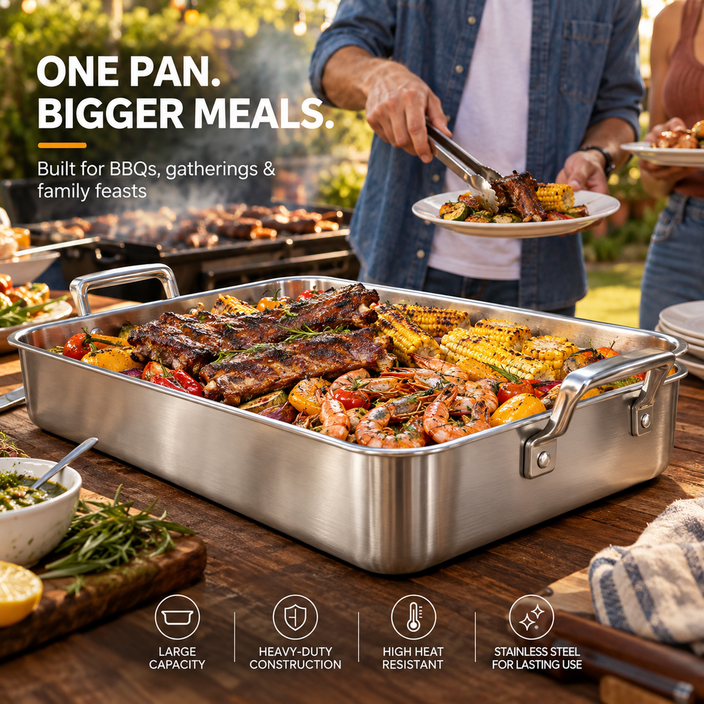 🍞🍪 Large, Extra-Thick, Heavy-Duty Baking Pan – High-Temperature Resistant Kitchen Tray 🔥👨‍🍳
