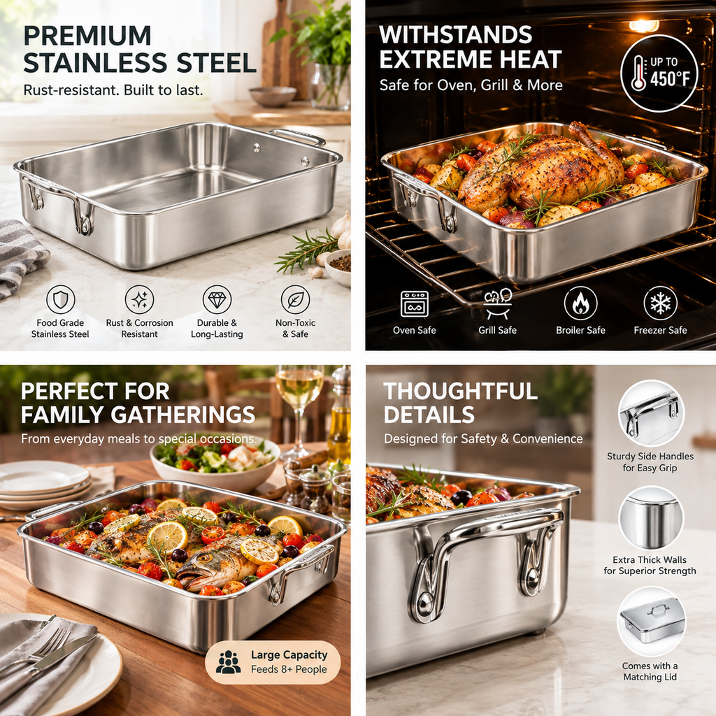 🍞🍪 Large, Extra-Thick, Heavy-Duty Baking Pan – High-Temperature Resistant Kitchen Tray 🔥👨‍🍳