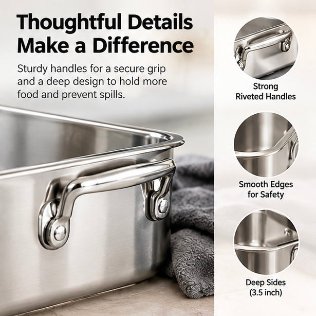 🥘🥘Large, extra-thick, heavy-duty baking pan; high-temperature resistant kitchen tray.