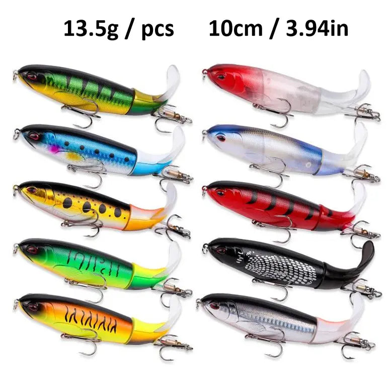 5/10pcs Artificial Fishing Lure, 13g Simulation Fishing Lure with Hook, Fishing Accessories for Outdoor Fishing Equipment, 10cm Whopper Plopper, Swimbaits, Fishing Lure Bait