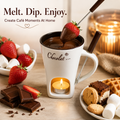 🍫 Candle-Heated Ceramic Fondue Mug Set with Dipping Fork