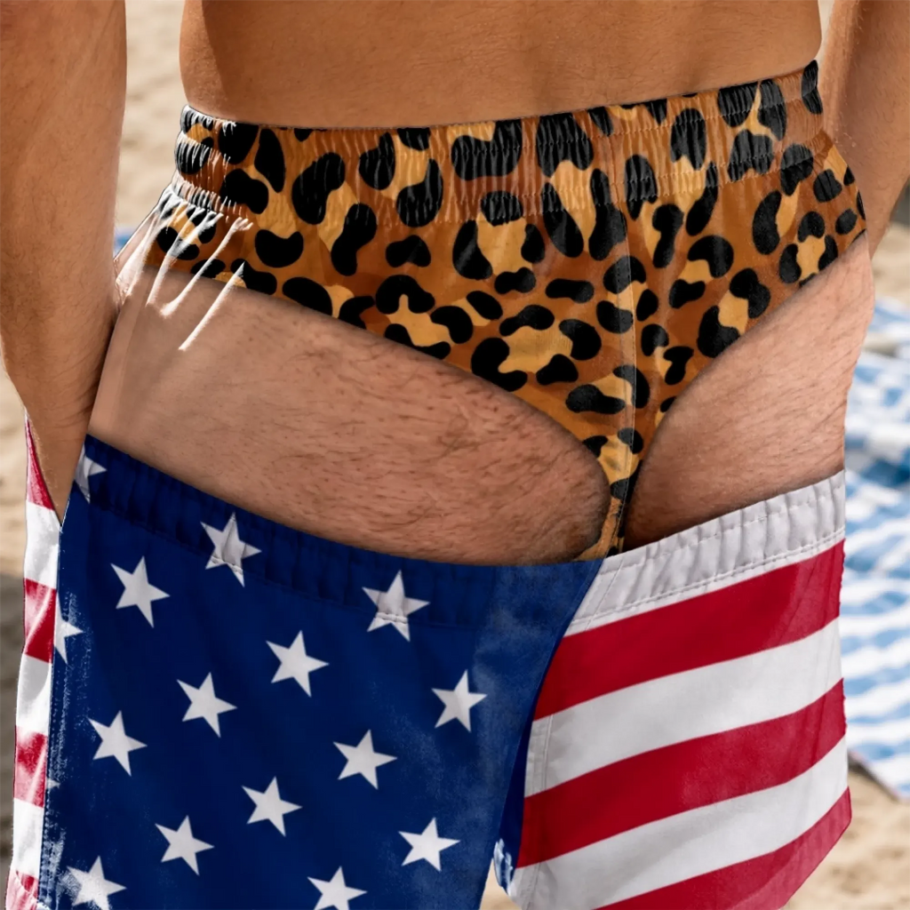 🔥8800+ sold 50% OFF🎁Funny Patriotic Men's Swim Trunks – Personalized Wide Load Beach Shorts