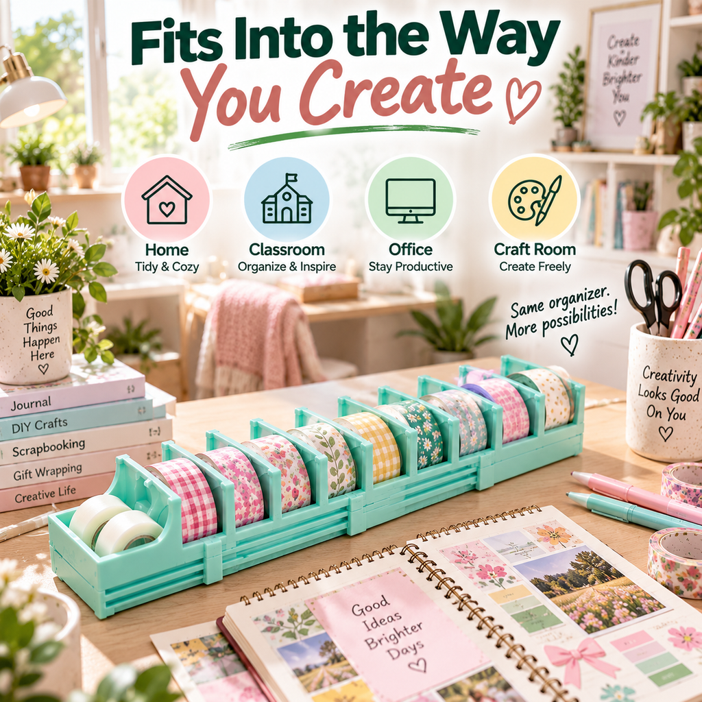 ✨ Multi-Roll Tape Dispenser – Washi Tape Organizer for Crafts, Journaling & Gift Wrapping