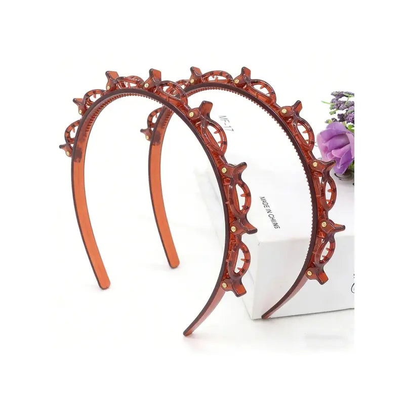 2PCS Hair Styling Headband with Built-In Clips