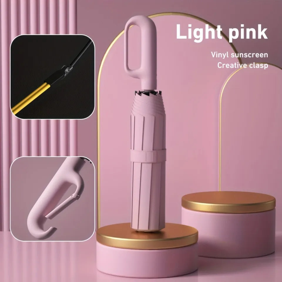 ☂️🌧️ Portable Automatic Folding Umbrella – Windproof & Waterproof with Loop Buckle 🌬️✨