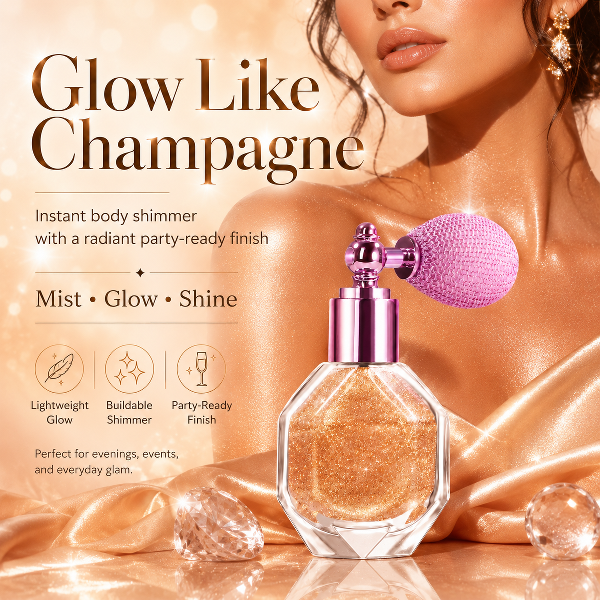 ✨💖 Magic Shimmer Highlighter Spray for Face, Body & Hair 🌟🌟