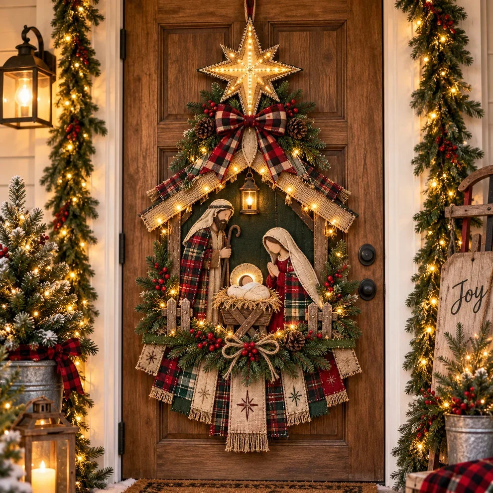 🔥🎄 Last Day 50% OFF – DIY Lighted Christmas Nativity Scene Door Hanging Kit ✨