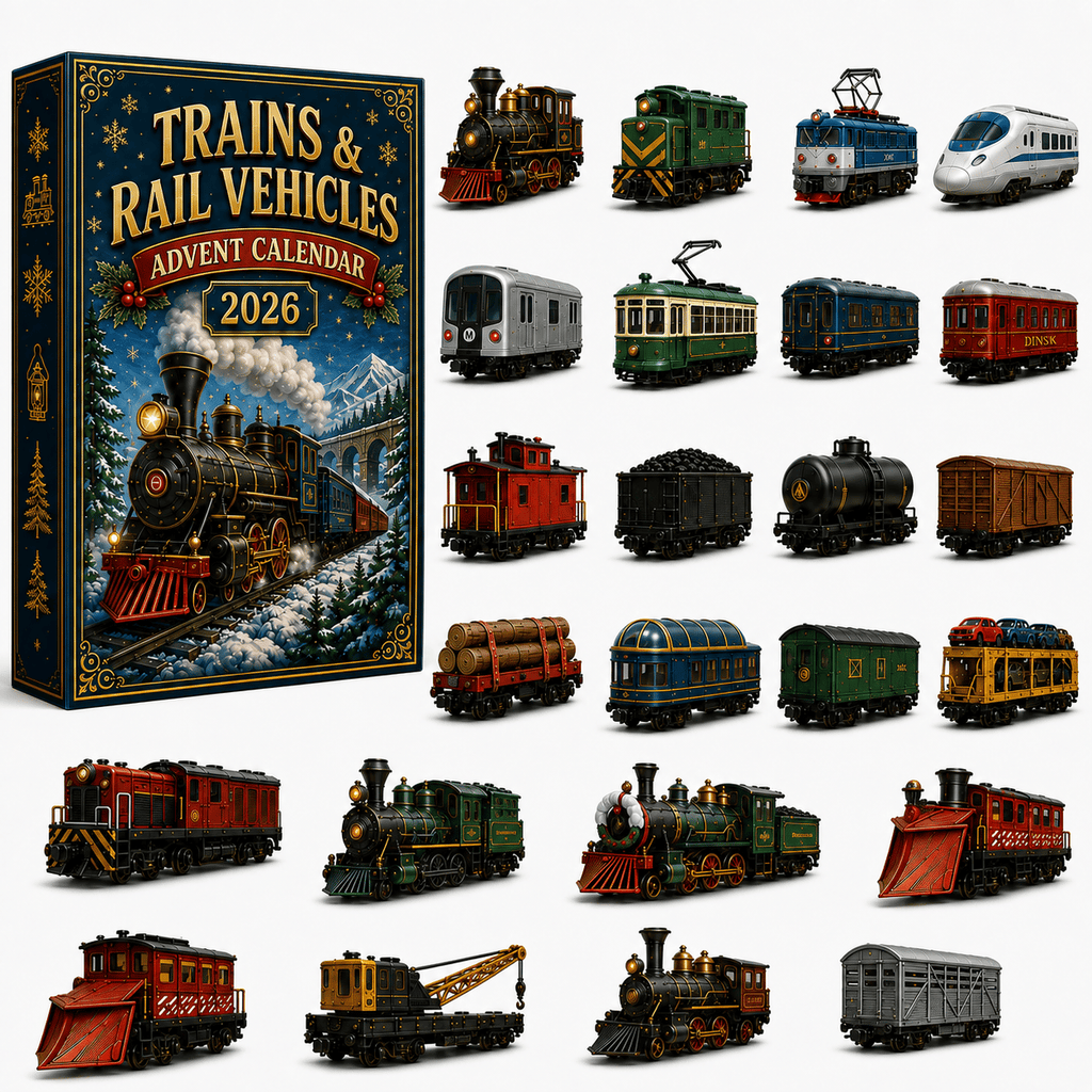 ⏰Christmas Early Bird 50% OFF-🎄🚂Trains & Rail Vehicles Advent Calendar 2026 – 24 Railway Surprises