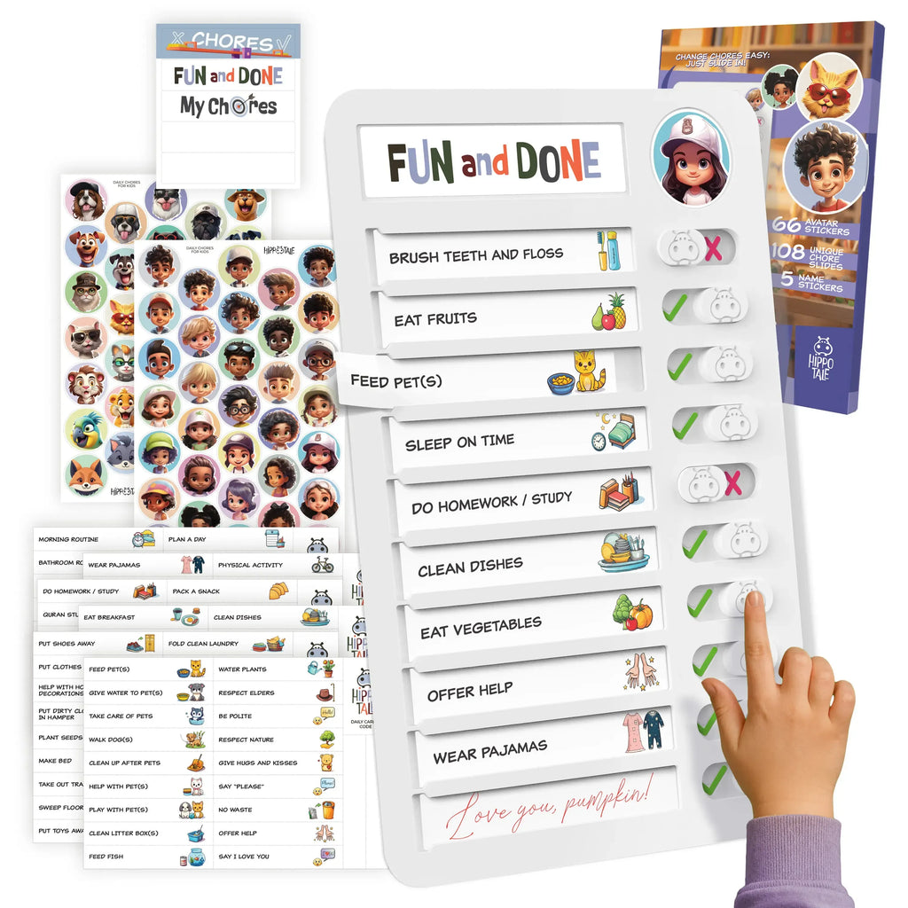 Magnetic Kids Daily Routine Chore Chart, Visual Task Board with Stickers & Icons, Autism & ADHD Kids Routine Tool