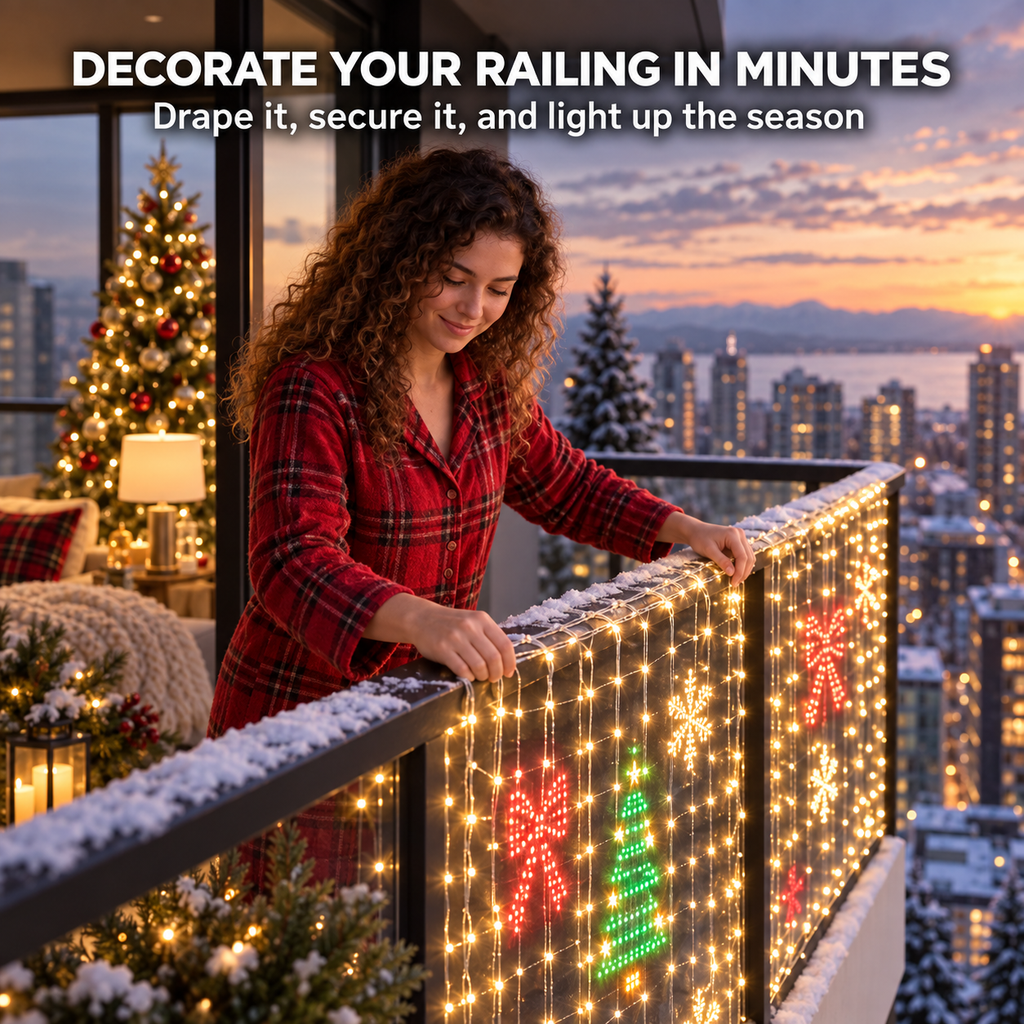 🎄Smart RGB Pixel Curtain Lights - App-Controlled Animated Holiday Display for Balcony & Window Decor