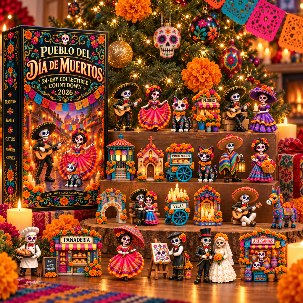 🎁🎁Pueblo del Día de Muertos 2026 – 24-Day Day of the Dead Collectible Countdown Calendar with 24 Unique Miniatures