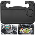 2-in-1 Car Steering Wheel Desk - Black ABS Plastic Food & Laptop Tray