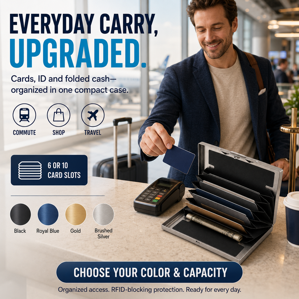 RFID-Blocking Stainless Steel Card Wallet – Organized, Secure & Pocket-Ready 🔒🔥