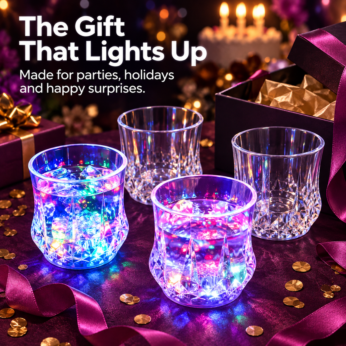 ✨✨Liquid Activated LED Light Up cups Crystal Drink Set