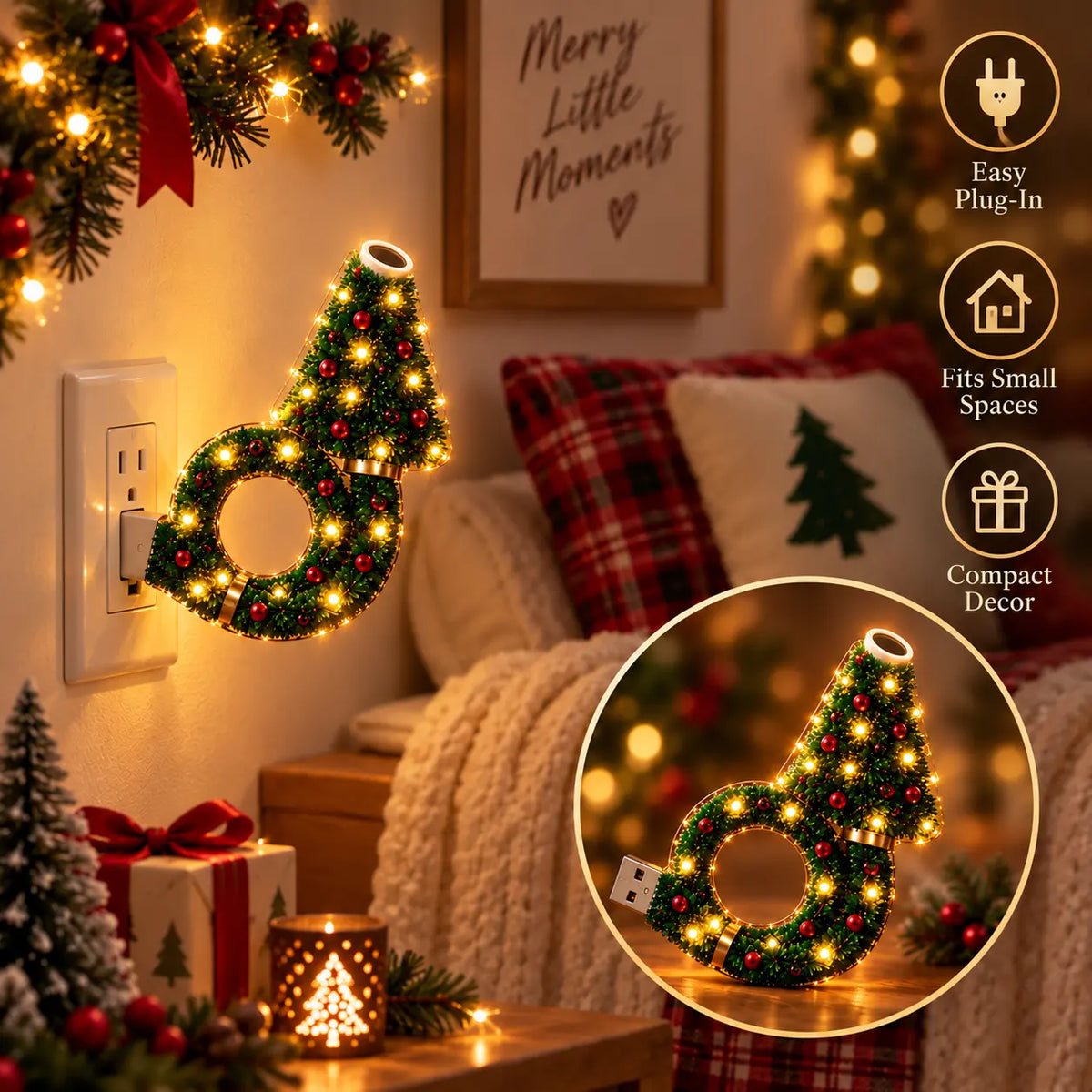 🎄 2026 Christmas Projector Night Light – USB Plug-In Holiday Projector Lamp | 6+ Festive Patterns for Bedroom, Party & Christmas Décor