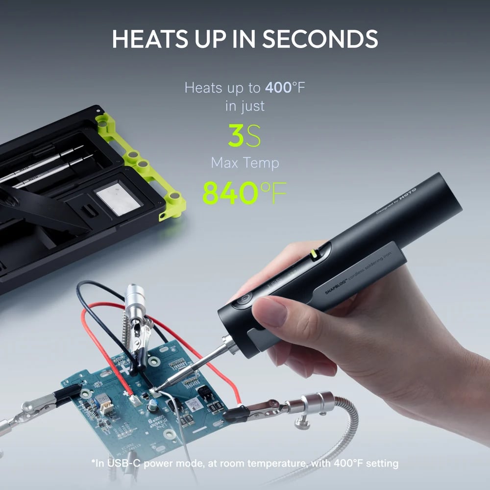 💯Cordless Soldering Iron Set – 3-Second Heat-Up to 400°F, 140W Plugged In / 60W Cordless, Smart PID Control, C245 Tips, USB-C & Power Bank Compatible