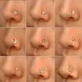 🔥2026 HOT SALE✨9pcs Nose Ring Jewelry Shape Nose Ring Copper Non Piercing Nose Rings