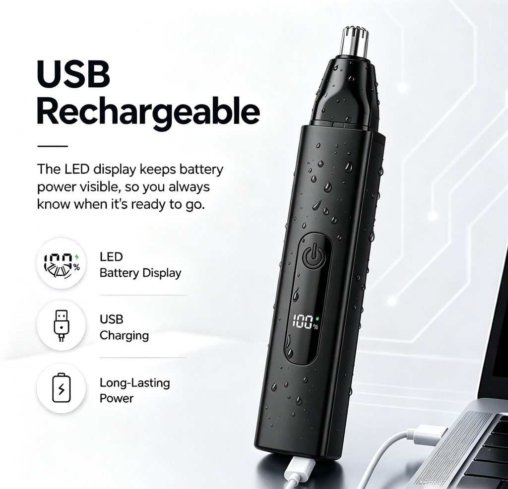 Professional LED Display Nose & Ear Trimmer, Painless Travel Gifts for Men Women.