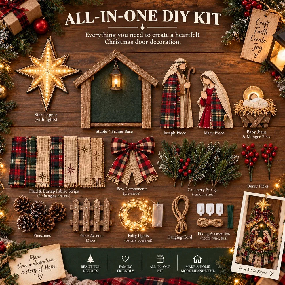 🔥🎄 Last Day 50% OFF – DIY Lighted Christmas Nativity Scene Door Hanging Kit ✨