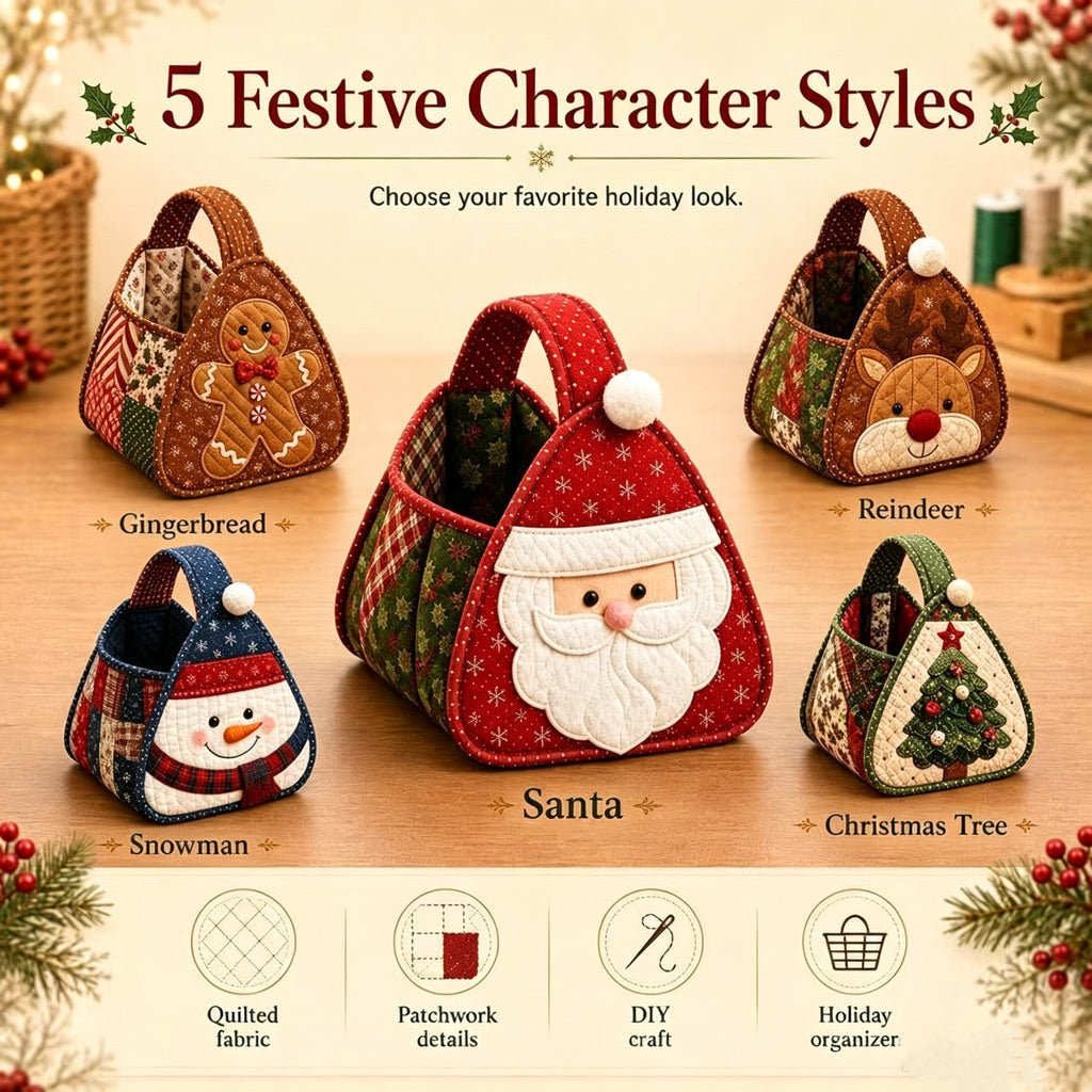 🎄 🎄 Christmas Quilted Carry Basket – DIY Sewing Kit & Finished Basket 🎁