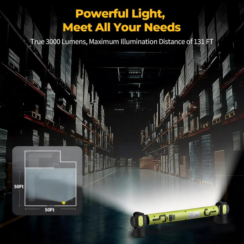 🔥Under Hood Work Light Bar, 3000LM LED Magnetic Light Bar with Hooks, 5200mAh