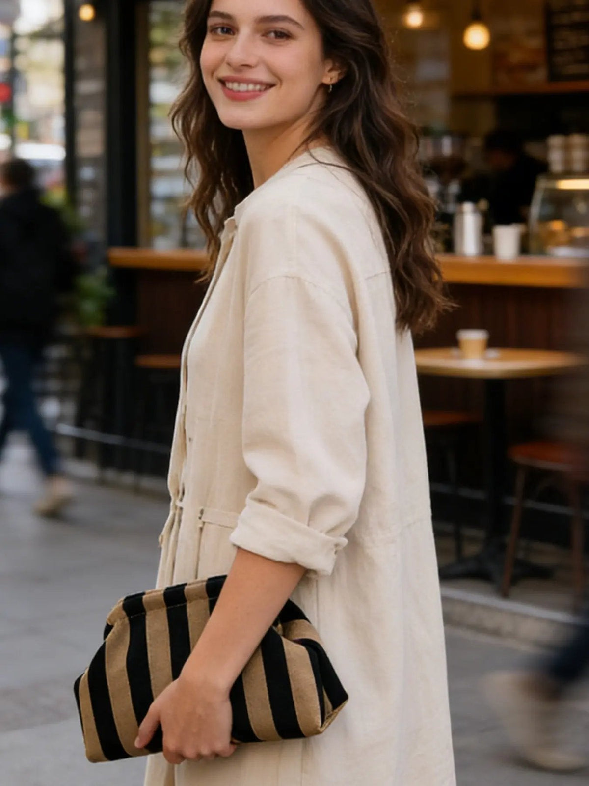 ☁️ Women's Striped Dot Cloud Handbag 👜 | Clip-Top Crossbody Bag ✨