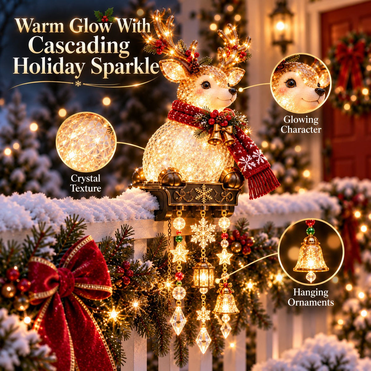 💯🎄 Christmas Porch Railing Lights – 4 Festive Character Designs