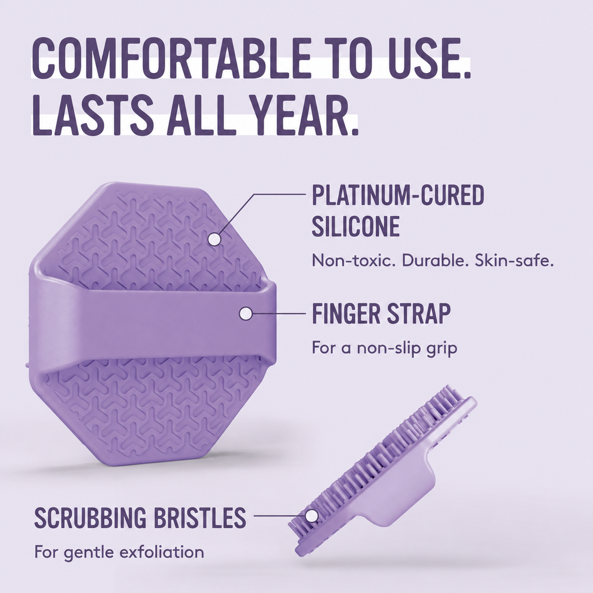 🛁 Antibacterial Silicone Body Brush for Sensitive & Acne-Prone Skin