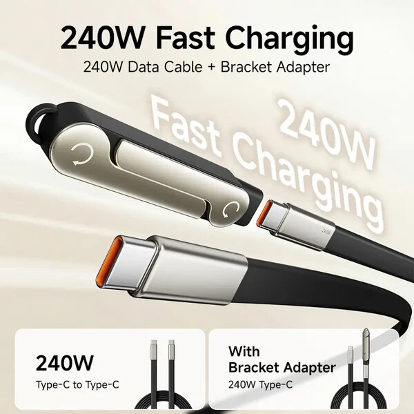 24ow SuperCharge Durable 2-in-1 Cable Charger Detachable USB-C Power