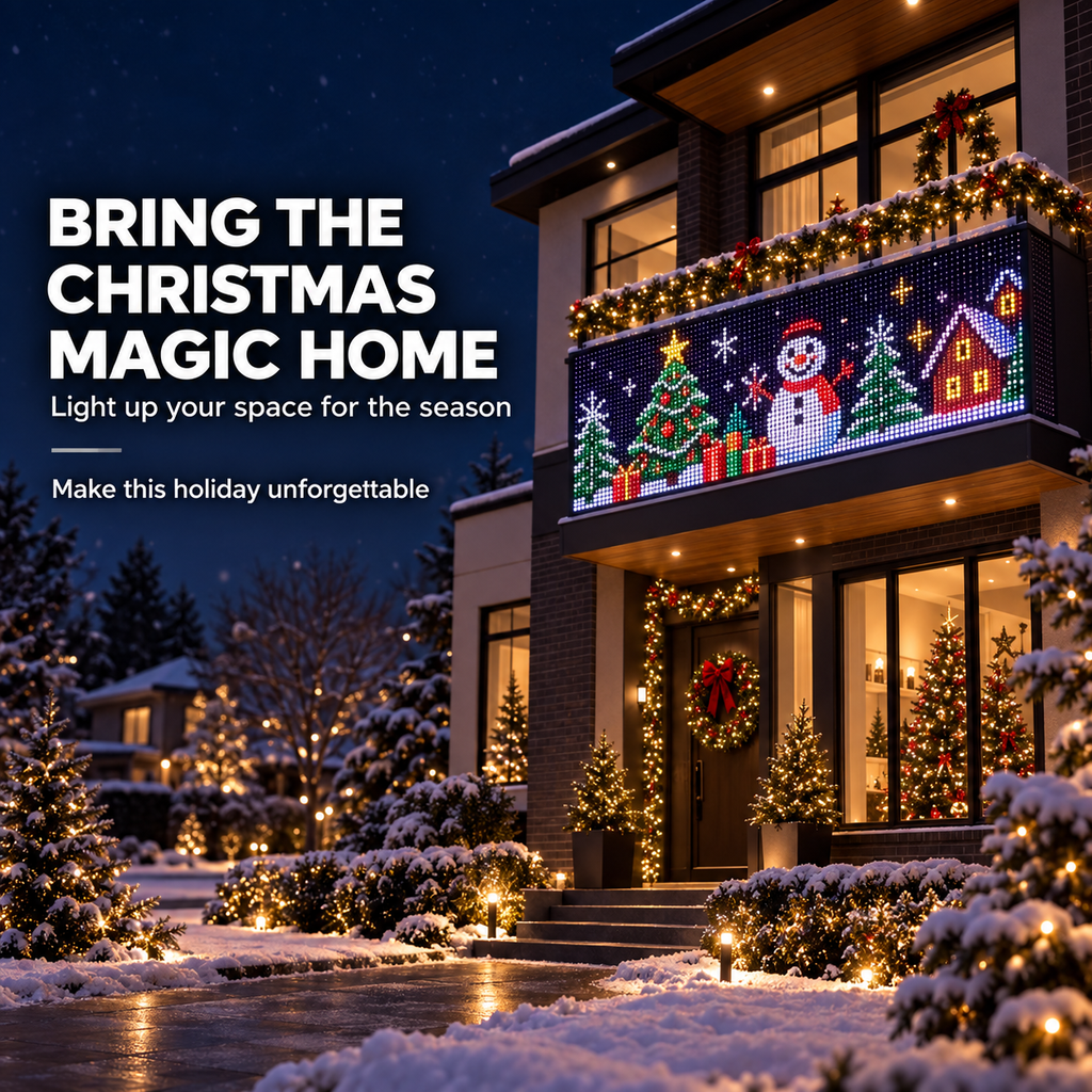 🎄Smart RGB Pixel Curtain Lights - App-Controlled Animated Holiday Display for Balcony & Window Decor