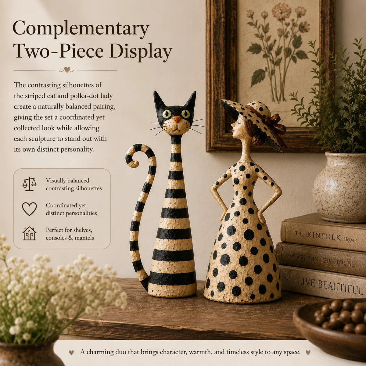 🐱✨ Vintage Cat & Lady Sculptures 🎨