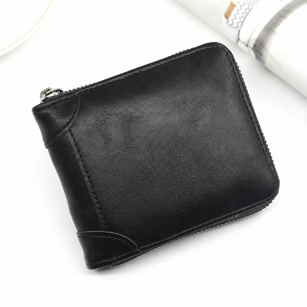 🔥LAST DAY 49% OFF🔥💼 Men Retro PU Leather Zip Wallet, Bifold Card Coin Purse