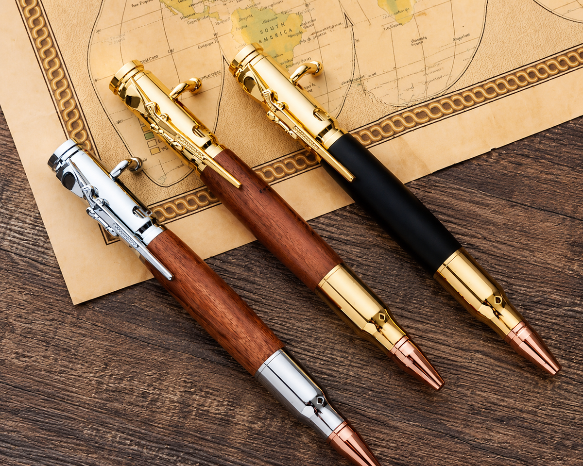 🔥🖊100% Handmade Bolt Action Wooden Bullet PenTM | Crafted From Real Wood & Bullet Casing