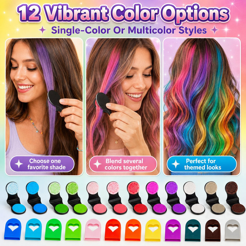 🌈🌈12-Color Temporary Hair Chalk Applicator Set
