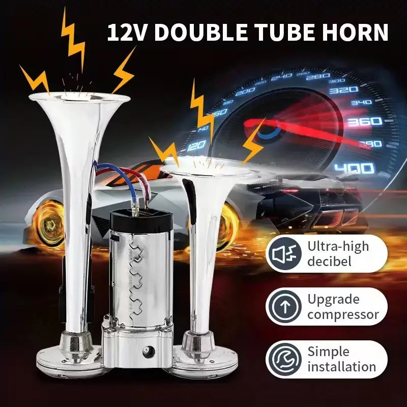 📢🔊 2026 Upgraded 12V 130DB Air Horn Dual Horn Kit with Air Compressor 🚗✨