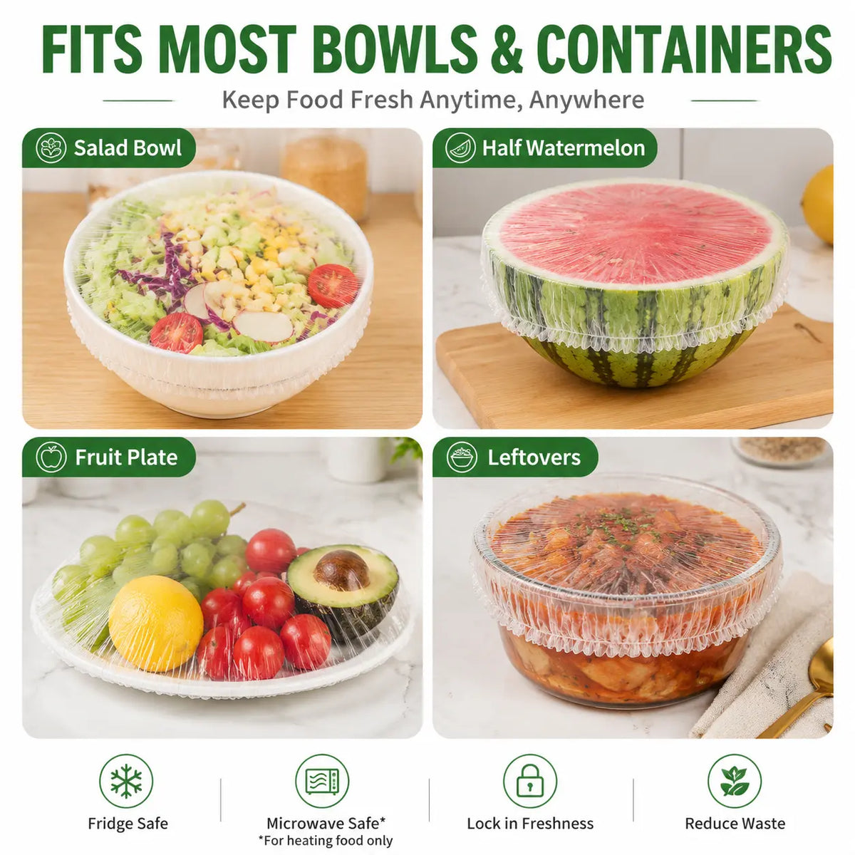 🥗 100PCS Disposable Stretch Food Covers 🍽️✨