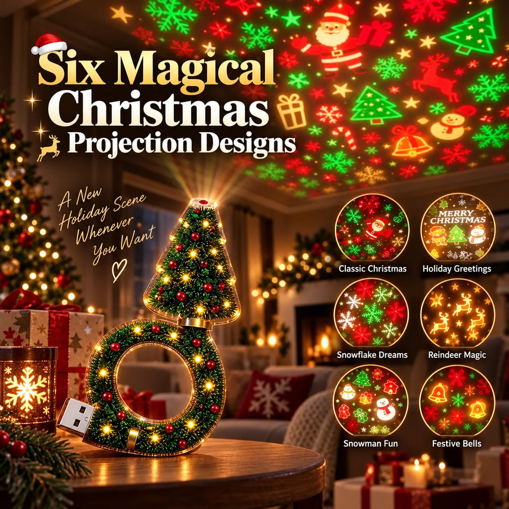 🎄✨ Christmas Ceiling Projection Light – 6 Magical Holiday Designs in One Lamp 🌟