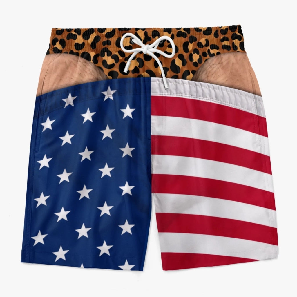 🔥8800+ sold 50% OFF🎁Funny Patriotic Men's Swim Trunks – Personalized Wide Load Beach Shorts