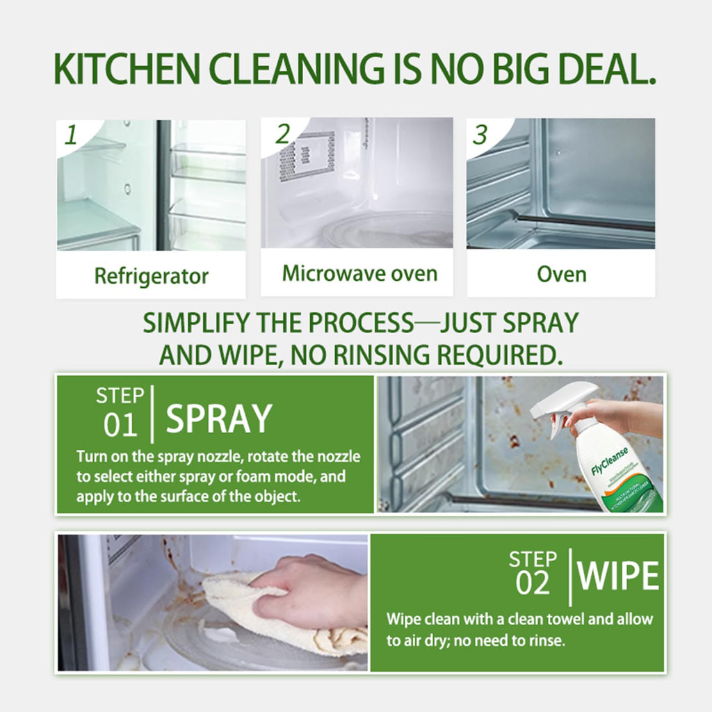 ✨FlyCleanse Natural Enzyme Kitchen Degreaser Spray, Multi‑Purpose Stain & Odor Remover