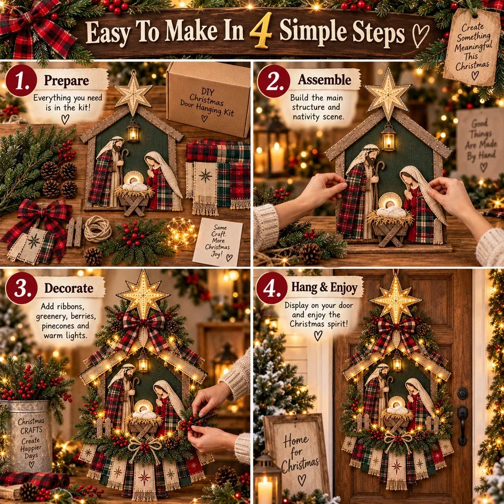🔥🎄 Last Day 50% OFF – DIY Lighted Christmas Nativity Scene Door Hanging Kit ✨