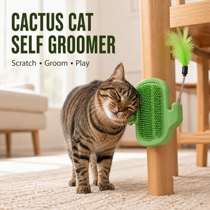 🐱🐱3-in-1 Soft Plastic Cat Corner Groomer with Catnip - Grooming Supplies