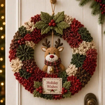 🎄✨ DIY 3D Fabric Poke Christmas Wreath Kit – With Tutorial & Guide Included ❤️