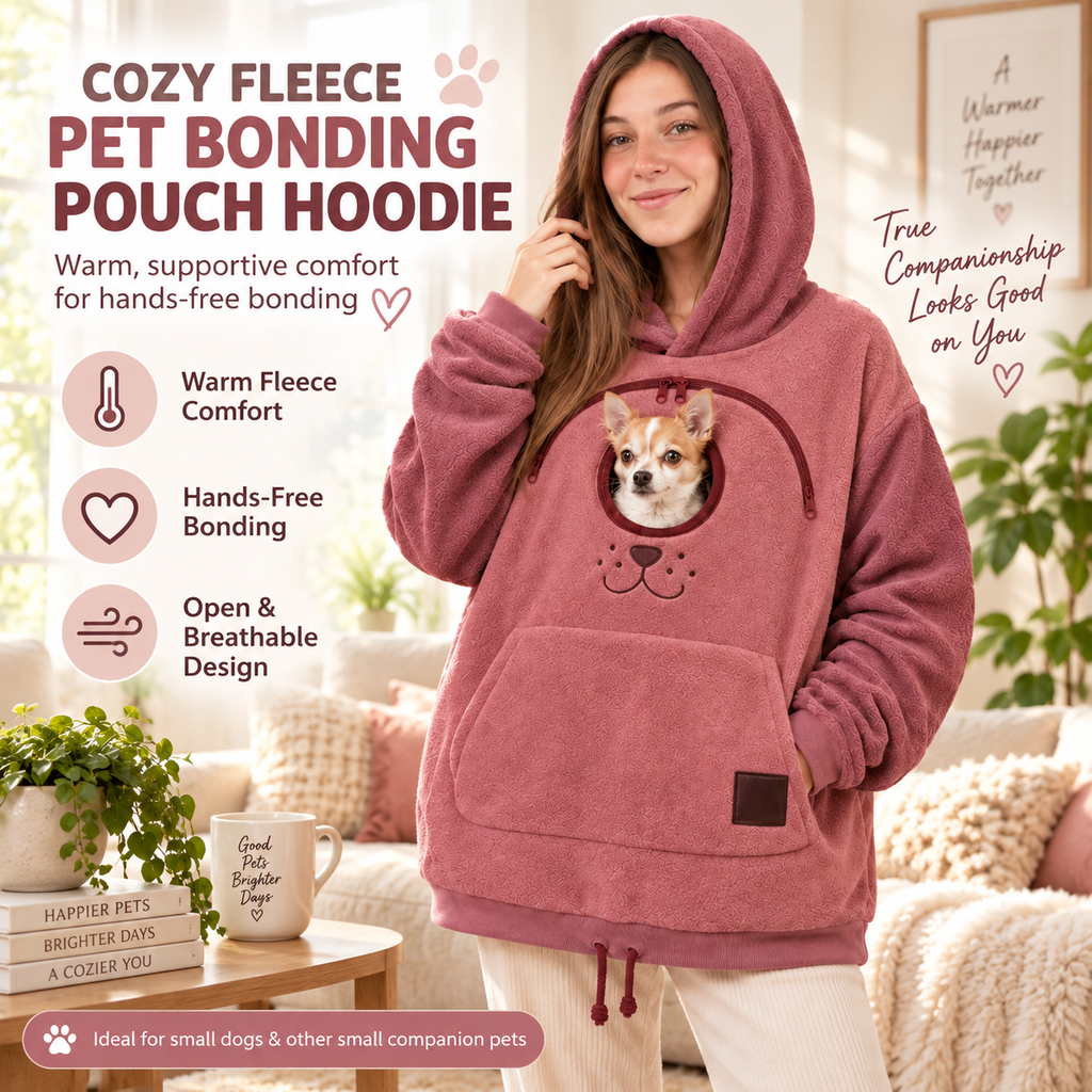 🐕 Cozy Fleece Pet Bonding Pouch Hoodie - Warm &Supportive Small Pet Carrier Clothing