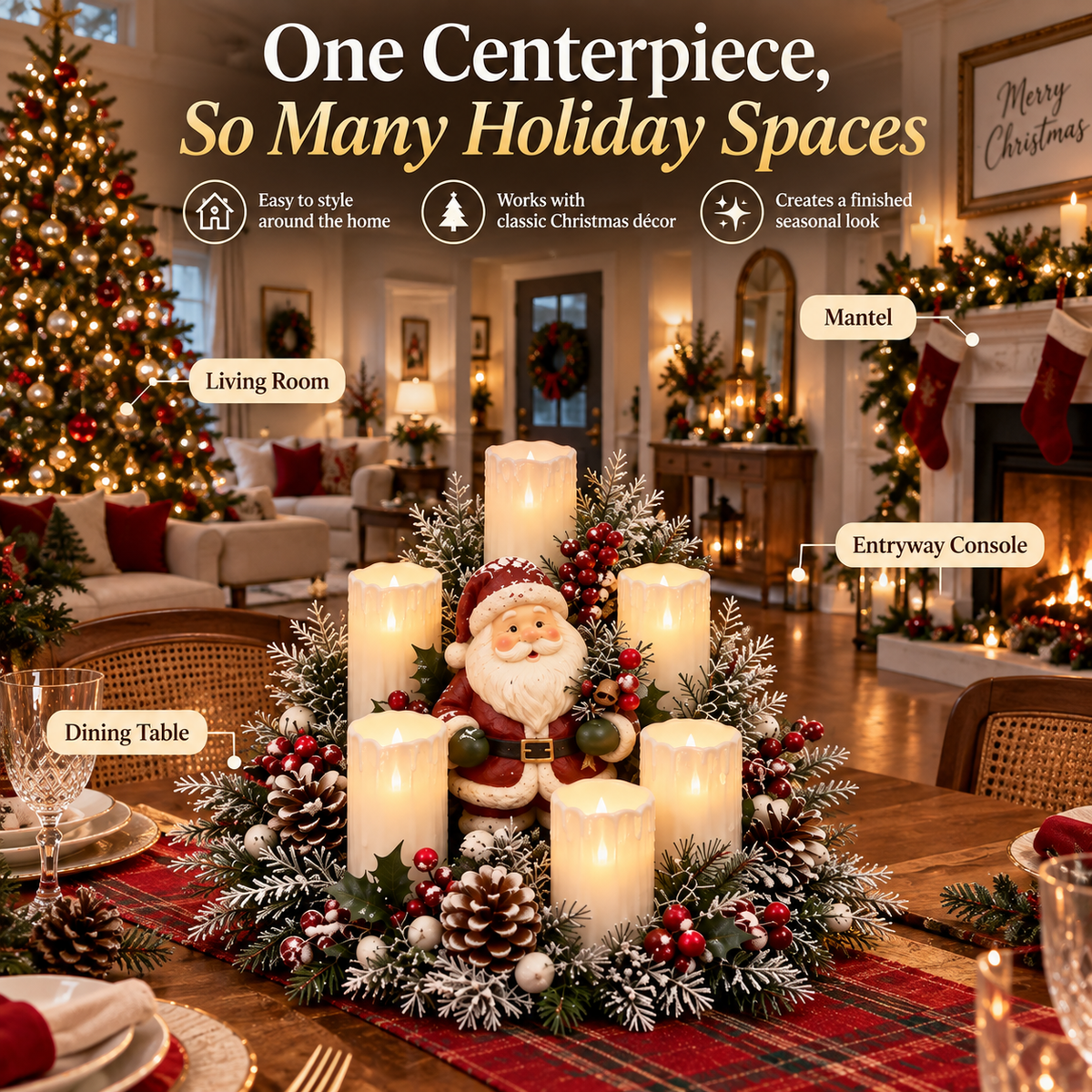 🎅🎄 Christmas Santa Table Centerpiece – Festive Winter Holiday Decor！！！✨✨