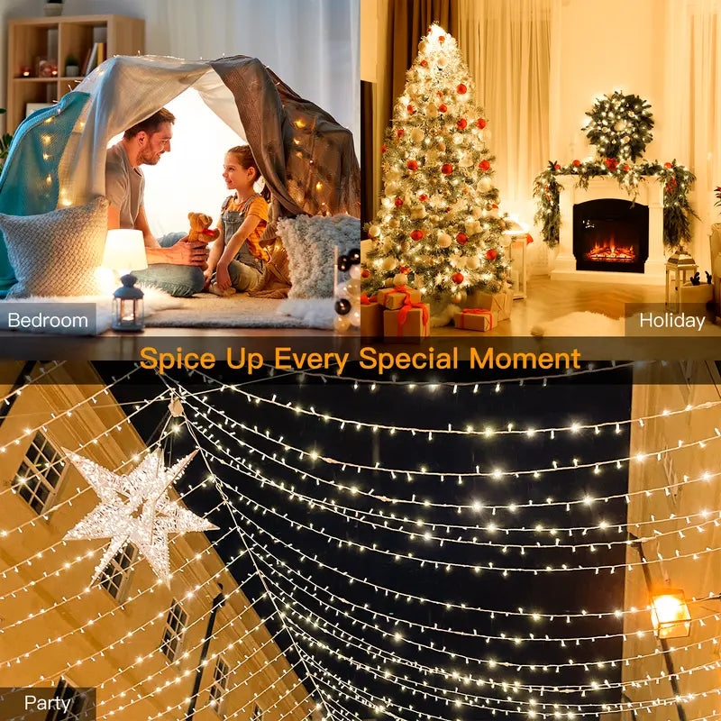 ✨38FT Fairy Lights, 100 LED Plug in Outdoor String Lights-8 Modes